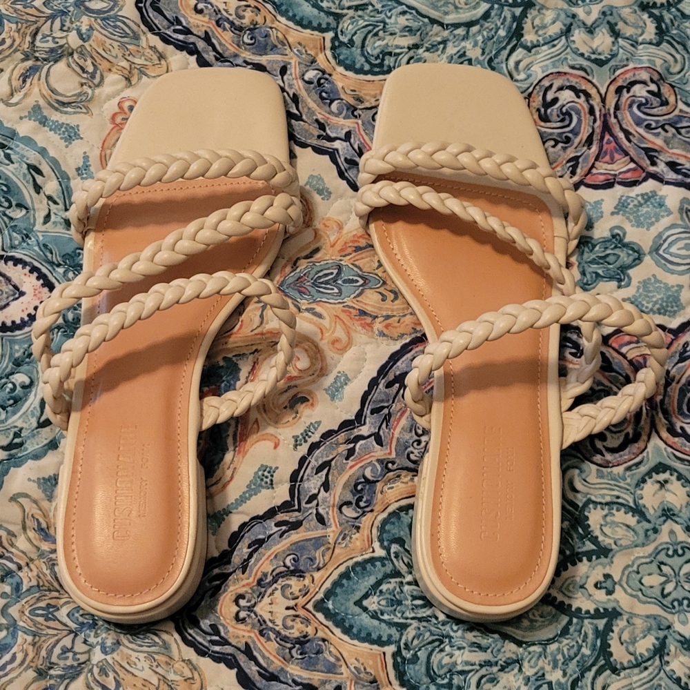 Elegant Cream Braided Women's Sandals